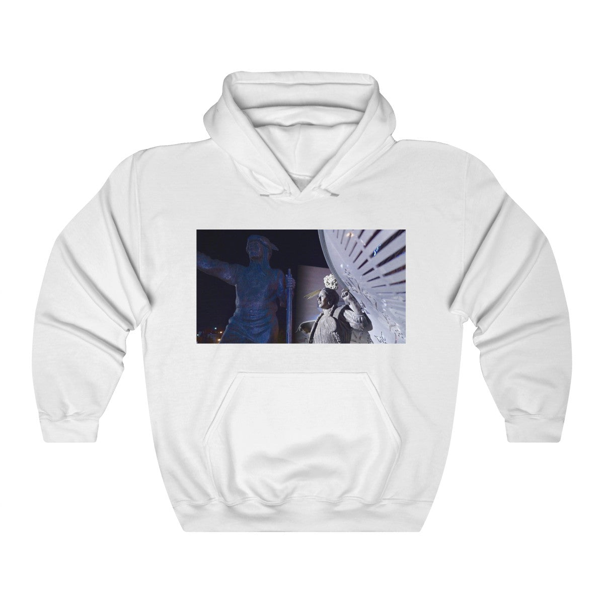 white hoodie Native design